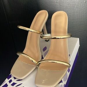 Gold and Nude Two Scrap Heels Size EUR 40 or US 8